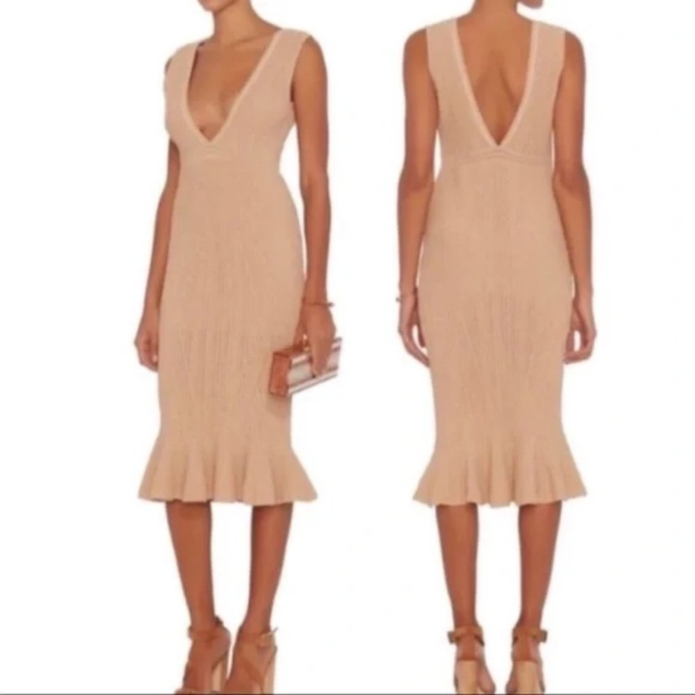 Ronny Kobo Octavia Midi Dress Nude S